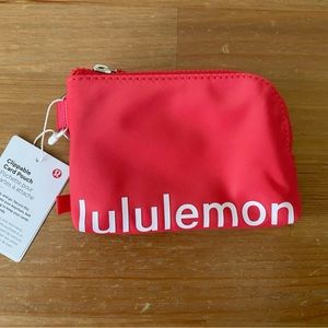 Lululemon Pink Punch/White Clippable Card Pouch BNWT